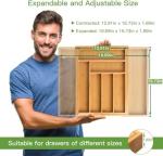 Pipishell Bamboo Expandable Drawer Organizer for Utensils Holder, Adjustable Cutlery Tray, Wood Drawer Dividers Organizer for Silverware, Flatware, Knives in Kitchen, Bedroom, Living Room