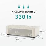 Beige Storage Ottoman Bench with Safety Hinge