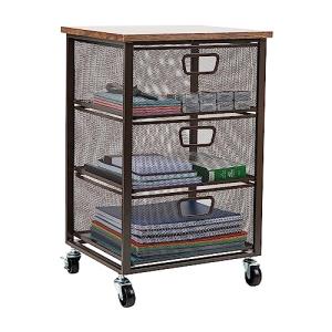 Mind Reader Cart with Drawers, Office Organizer, Storage, Bathroom, Metal Mesh, 15.75"L x 13"W x 24.25"H, Black
