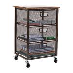 Mind Reader Cart with Drawers, Office Organizer, Storage, Bathroom, Metal Mesh, 15.75"L x 13"W x 24.25"H, Black