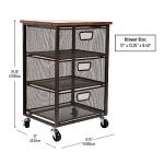 Mind Reader Cart with Drawers, Office Organizer, Storage, Bathroom, Metal Mesh, 15.75"L x 13"W x 24.25"H, Black
