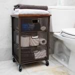 Mind Reader Cart with Drawers, Office Organizer, Storage, Bathroom, Metal Mesh, 15.75"L x 13"W x 24.25"H, Black