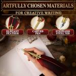 Antique Red Feather Pen and Ink Set