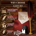 Antique Red Feather Pen and Ink Set