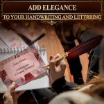 Antique Red Feather Pen and Ink Set