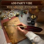 Antique Red Feather Pen and Ink Set