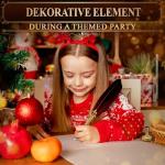 Antique Red Feather Pen and Ink Set