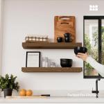 Rustic Wood Floating Shelves Set of 2 - Walnut