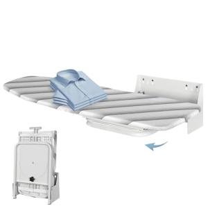 Heavy Duty Ironing Board 37.40"x11.80" Extreme Stability Wall Mount Ironing Boards Space Saving Folding Ironing Board with Heat Resistant Cover for Home Laundry Room Dorm White and Grey