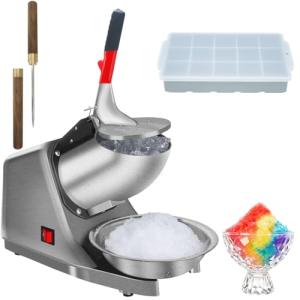 Reespring Shaved Ice Machine Snow Cone Machine Ice Crusher with Stainless Steel Blade Kitchen Electric for Shaved Ice and Snow Cone (300W 2000r/min) Also Comes with a Free Ice Pick and Ice Cube Tray