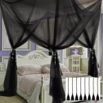 VISATOR Mosquito Net Bed Canopy,4 Corner Post Canopy Bed Curtains with 4 Hanging Hook,30ft Hanging Tether,4 Tassel Hanging Pendants and Storage Bag,Canopy Bed for Full/Queen/King Size