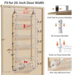 Delamu Over the Door Pantry Organizer, 6-Tier Pantry Organizers and Storage, Metal Cabinet Door Organizer, Hanging Spice Rack Shelves for Home & Kitchen, D5 x W18 x H50 inch, White