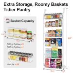 Delamu Over the Door Pantry Organizer, 6-Tier Pantry Organizers and Storage, Metal Cabinet Door Organizer, Hanging Spice Rack Shelves for Home & Kitchen, D5 x W18 x H50 inch, White