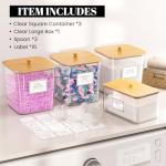 3+1 Pack Laundry Pods Container,Clear Laundry Room Organization Containers,Large Laundry Detergent Powder Storage Containers with Wooden Lids & Labels,Laundry Pods Holder for Scent Booster,Powder,Pods