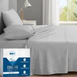Degrees of Comfort Coolmax Cooling Sheet Set for Full Size Bed, Moisture Wicking for Night Sweats Best Comfort, Cool Sheets for Hot Sleepers During Warm Weather with Deep Pocket 4PC Light Grey