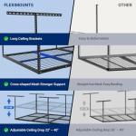 FLEXIMOUNTS 4x8 Overhead Garage Storage Rack, Adjustable Garage Storage Organization Systerm, Heavy Duty Metal Garage Ceiling Storage Racks, 600lbs Weight Capacity, Black