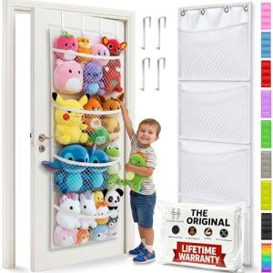 The Original Stuffed Animal Storage (Patented) - Over Door Organizer for Stuffies, Baby Ideas Holder, Toy Plush Storage/Hammock Hanging Storage Net Big Girls Toddler Large Bag Animals Stuffy Behind