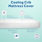 Sealy Baby Cool Comfort Cooling Crib Mattress Protector Pad and Toddler Bed Cover, Infant and Newborn Waterproof Durable Comfortable Topper, Machine Washable and Dryer Friendly, 52x28”- White