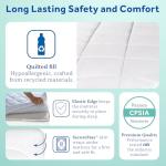 Sealy Baby Cool Comfort Cooling Crib Mattress Protector Pad and Toddler Bed Cover, Infant and Newborn Waterproof Durable Comfortable Topper, Machine Washable and Dryer Friendly, 52x28”- White
