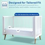 Sealy Baby Cool Comfort Cooling Crib Mattress Protector Pad and Toddler Bed Cover, Infant and Newborn Waterproof Durable Comfortable Topper, Machine Washable and Dryer Friendly, 52x28”- White