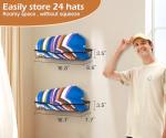 Metal Wall Hat Rack Organizer - Holds 20 Caps