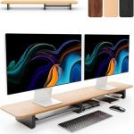 KIVY Dual Monitor Riser with Shelf Oak