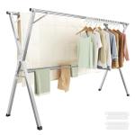 SONGMICS Clothes Drying Rack, Heavy-Duty Laundry Drying Rack, 52.4-78.7 Inches Extendable, Foldable Freestanding Airer, Stainless Steel, for Indoor Outdoor Use, Dove Gray ULLR902E01