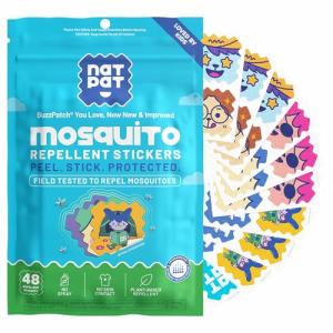 NATPAT Buzz Patch Mosquito Patch Stickers for Kids - Plant Based Ingredients, Non-Toxic - The Original All Natural Citronella Essential Oil Insect Patch, DEET Free, for Toddlers, Kids (60 Pack)