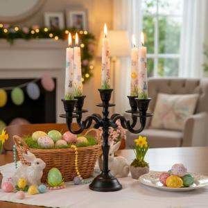 Black Matte 5-Arm Baby Candelabra for Home Decor