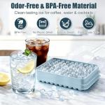 WIBIMEN Mini Ice Cube Trays, Small Tiny Round Pebble Crushed Nugget Ice Trays for Freezer with Lid - Chilling Drinks Coffee Juice(2 Pack/0.55In - Blue)