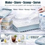 WIBIMEN Mini Ice Cube Trays, Small Tiny Round Pebble Crushed Nugget Ice Trays for Freezer with Lid - Chilling Drinks Coffee Juice(2 Pack/0.55In - Blue)