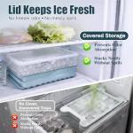 WIBIMEN Mini Ice Cube Trays, Small Tiny Round Pebble Crushed Nugget Ice Trays for Freezer with Lid - Chilling Drinks Coffee Juice(2 Pack/0.55In - Blue)