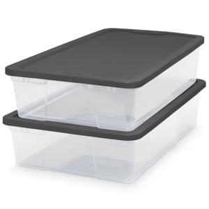 2-Pack Small Clear Storage Bins with Lids