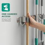 CUXIXA Mop and Broom Holder Wall Mount, Upgraded Broom Organizer Wall Mount, Stainless Steel Broom Hanger Wall Mount for Home Kitchen Garden Laundry Garage (3 Racks with 4 Hooks)