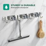 CUXIXA Mop and Broom Holder Wall Mount, Upgraded Broom Organizer Wall Mount, Stainless Steel Broom Hanger Wall Mount for Home Kitchen Garden Laundry Garage (3 Racks with 4 Hooks)