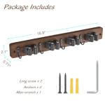 OUTNILI Mop and Broom Holder Wall Mount - Rustic Wood Broom Mop Hanger - Wall Mounted Garden Tool Rack Organizer for Closet Garage Laundry Room Kitchen Decor With 4 Slots & 4 Hooks
