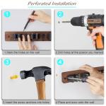 OUTNILI Mop and Broom Holder Wall Mount - Rustic Wood Broom Mop Hanger - Wall Mounted Garden Tool Rack Organizer for Closet Garage Laundry Room Kitchen Decor With 4 Slots & 4 Hooks