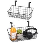 LeleCAT Basket with hook Grid Storage Basket, Hang it behind a door or on a railing, Over the Cabinet Door, Small, BLack,2 Pack