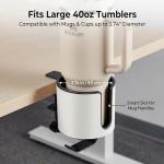 GUNKING Luxury 2-in-1 Anti-Spill Cup Holder with Under Desk Headphone Hanger (White)