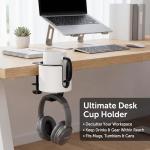 GUNKING Luxury 2-in-1 Anti-Spill Cup Holder with Under Desk Headphone Hanger (White)