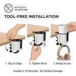 GUNKING Luxury 2-in-1 Anti-Spill Cup Holder with Under Desk Headphone Hanger (White)