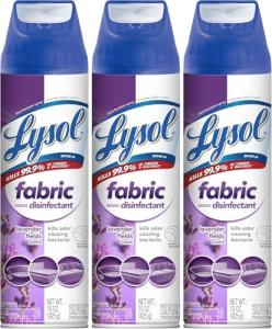 Lysol Fabric Disinfectant Spray, Sanitizing and Antibacterial Spray, For Disinfecting and Deodorizing Soft Furnishings, Lavender Fields 15 Fl. Oz (Pack of 3)