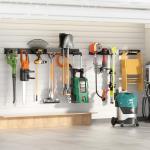 UUP Garage Storage, Garage Organization, Wall Mount Garden Tool Organizer 64 Inches, Max 620lbs Adjustable Metal Hooks, Yard Shed Rack, Tool Holder for Hanging Rake Broom Mop Snowboard, Home Gift