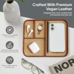 Nordik Leather Valet Tray - Sand Brown - Premium Vegan Leather Stylish and Organised Nightstand Tray for Men - EDC Catchall Tray for Keys, Watch, Wallet, Jewellery - Modern Bedside Caddy