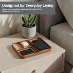 Nordik Leather Valet Tray - Sand Brown - Premium Vegan Leather Stylish and Organised Nightstand Tray for Men - EDC Catchall Tray for Keys, Watch, Wallet, Jewellery - Modern Bedside Caddy