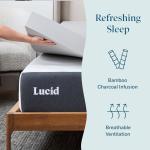 LUCID Bamboo Charcoal Infused Memory, 3 Inch, Hypoallergenic, Cooling Ventilation, CertiPUR-Certified Foam Mattress Topper, Twin XL