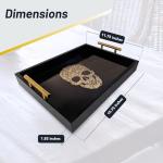 Gothic Skull Tray with Gold Handles - Black Wood