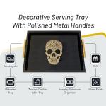 Gothic Skull Tray with Gold Handles - Black Wood