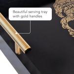 Gothic Skull Tray with Gold Handles - Black Wood