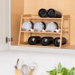 3-Tier Bamboo Water Bottle Organizer for Cabinets